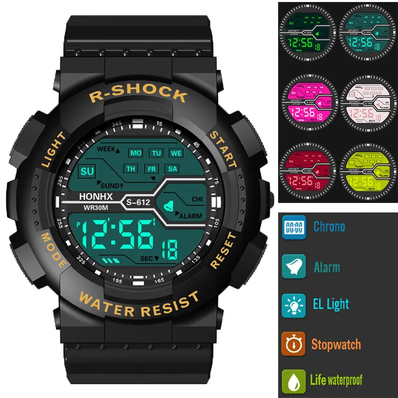 Reloj Digital LED Deportivo Resistente al Agua 30m
