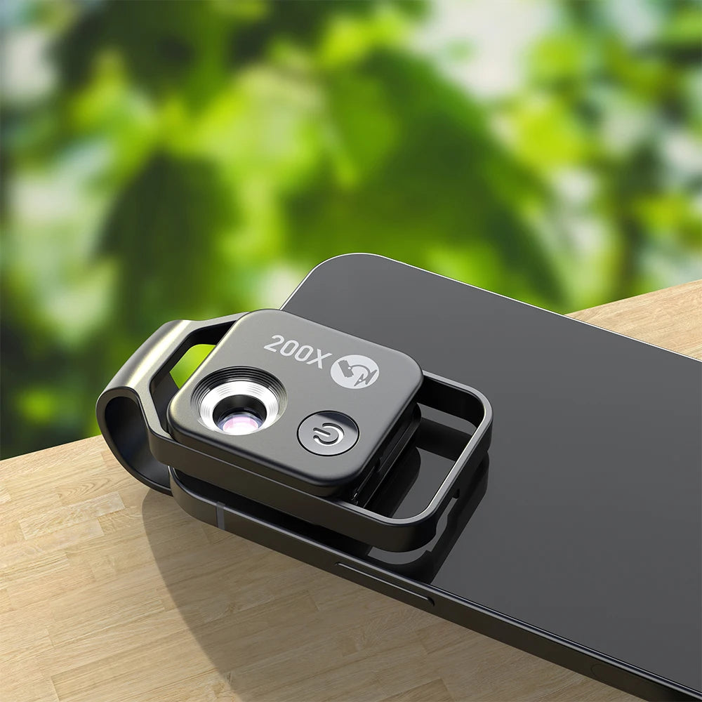 Lente Microscopio Digital 200X APEXEL para Smartphone con LED