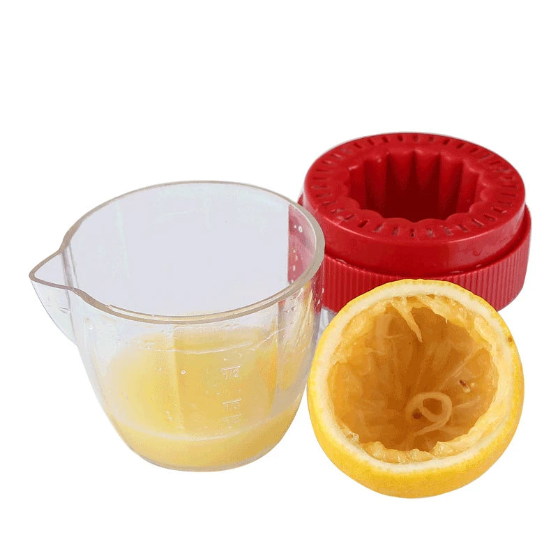 Exprimidor de limón LMETJMA con tapa, exprimidor de limón Manual de plástico, taza de prensa de naranja, exprimidor de cítricos con boquilla para verter, herramientas para frutas KC0130