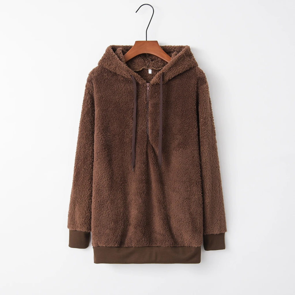 Suéter con capucha de manga larga para mujer, abrigo monocromático, tendencia de moda