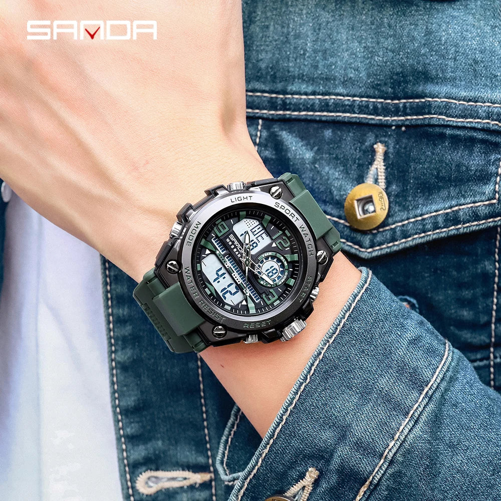 Reloj Militar SANDA Pantalla Dual LED Digital para Hombre