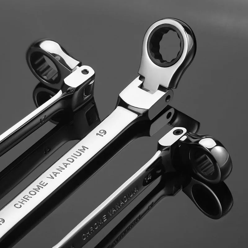 Llave de trinquete de cabeza pivotante Flexible, herramienta manual métrica de garaje para reparación de automóviles y hogares, 1 unidad