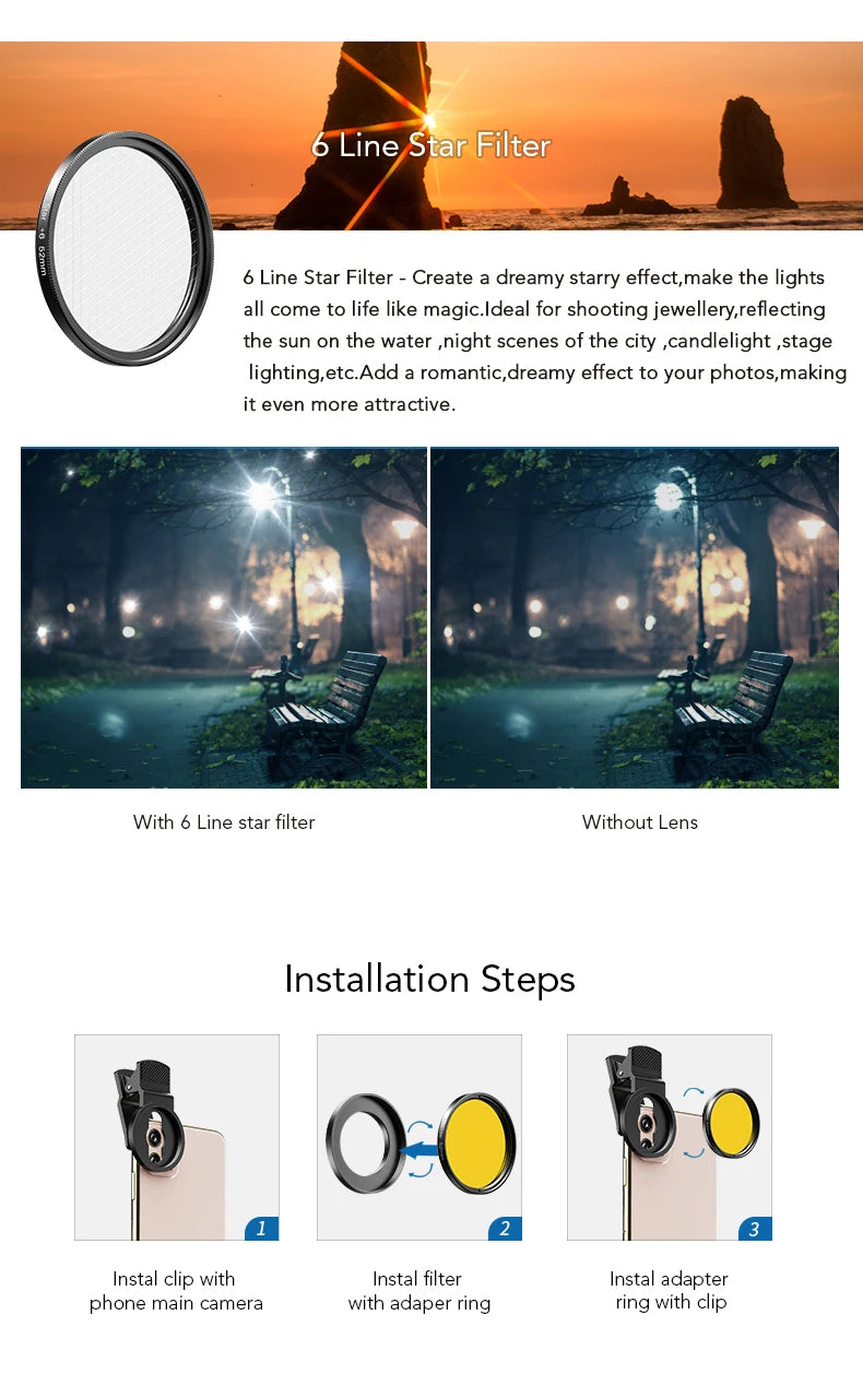 Kit de Lentes de Cámara APEXEL 0.45x para Smartphone y DSLR