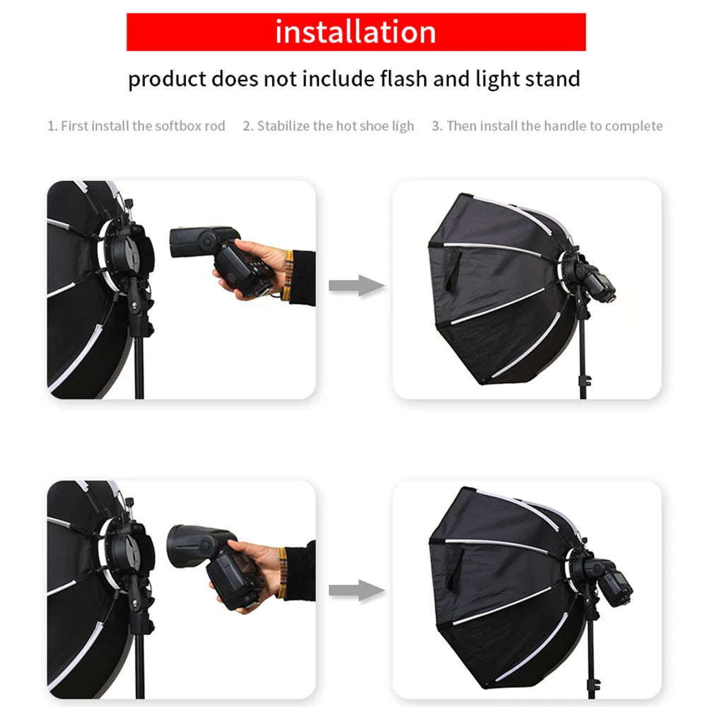 TRIOPO - Caja de Luz Octogonal Tipo Sombrilla KX de 65 cm, la Más Reciente, para Flash Godox AD200 V1, Accesorios para Estudio de Fotografía