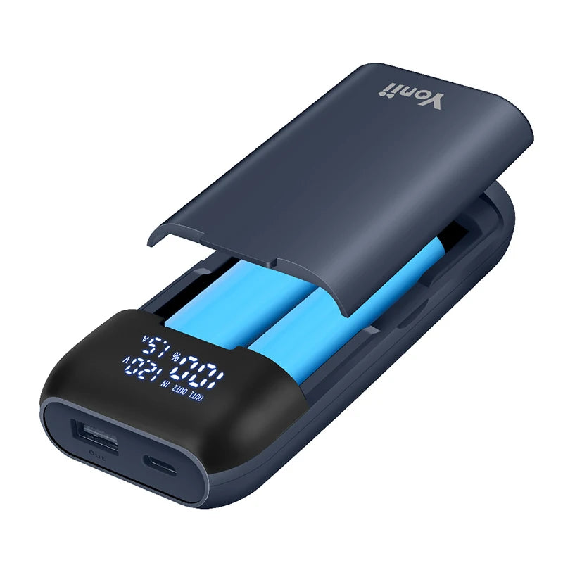 Estuche Cargador de Batería 18650 con Carga Rápida QC3.0 PD 18W