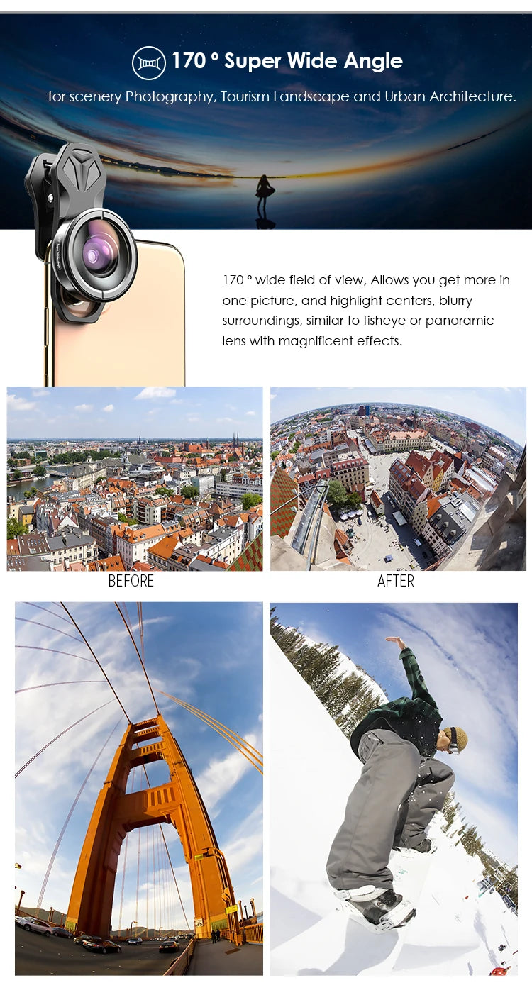 Kit 5 en 1 de Lentes APEXEL 4K HD para Cámara de Teléfono