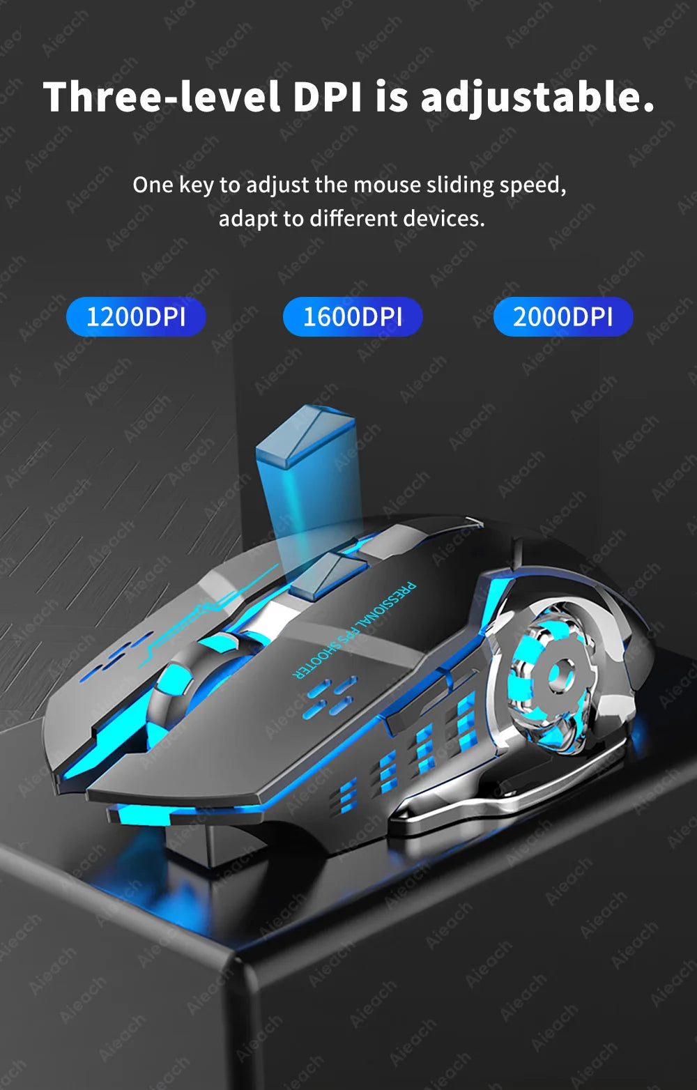 Ratón inalámbrico recargable para videojuegos, Mouse silencioso con Bluetooth, USB, mecánico, retroiluminación para deportes electrónicos, PC, Gamer