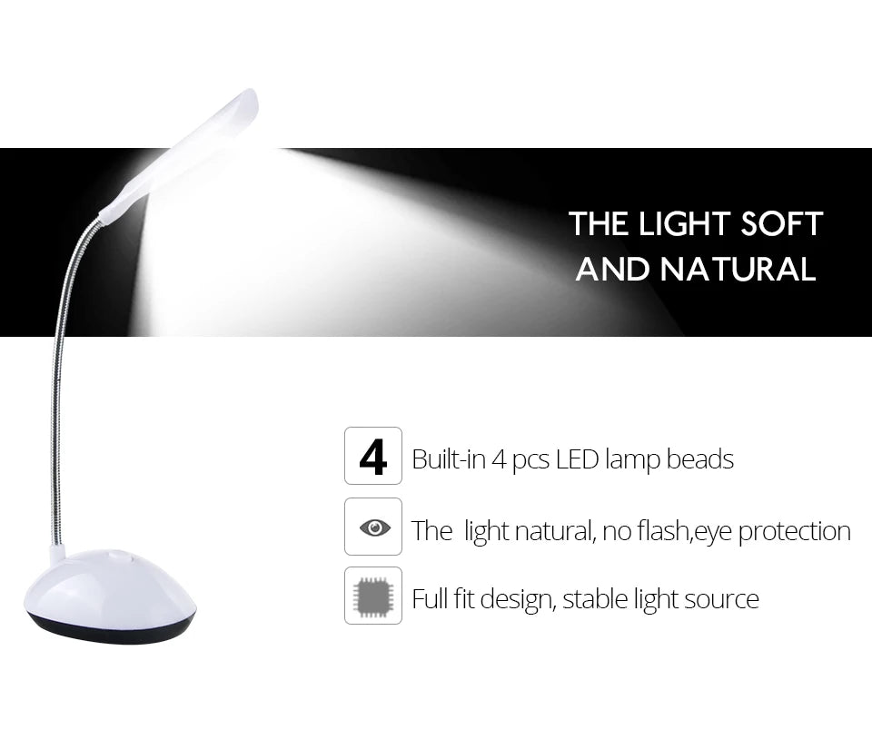 Lámpara LED de Lectura Portátil Flexible para Mesa