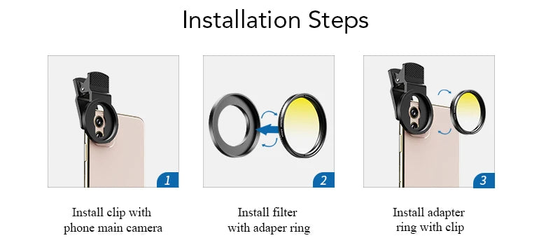 Kit APEXEL 7 Filtros de Lente 52mm para Cámara y Celular