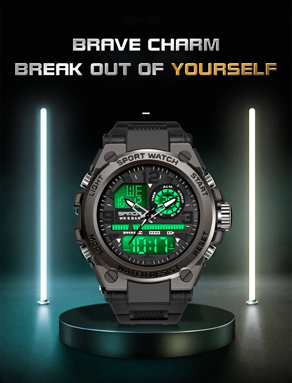 Reloj Militar SANDA Pantalla Dual LED Digital para Hombre