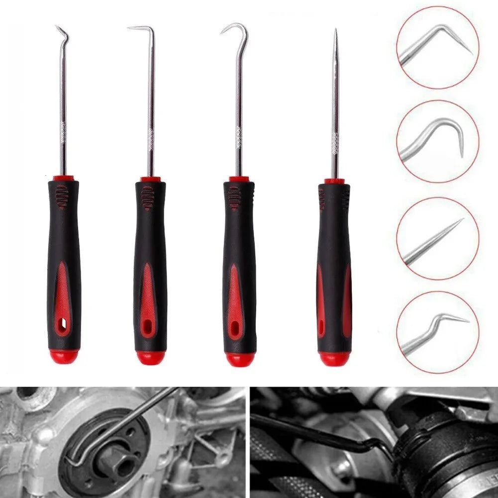 Juego de ganchillos y juntas extractoras, herramientas mecánicas de mano para quitar el sello de aceite automático del coche, removedor de juntas tóricas, artesanía, 4 piezas