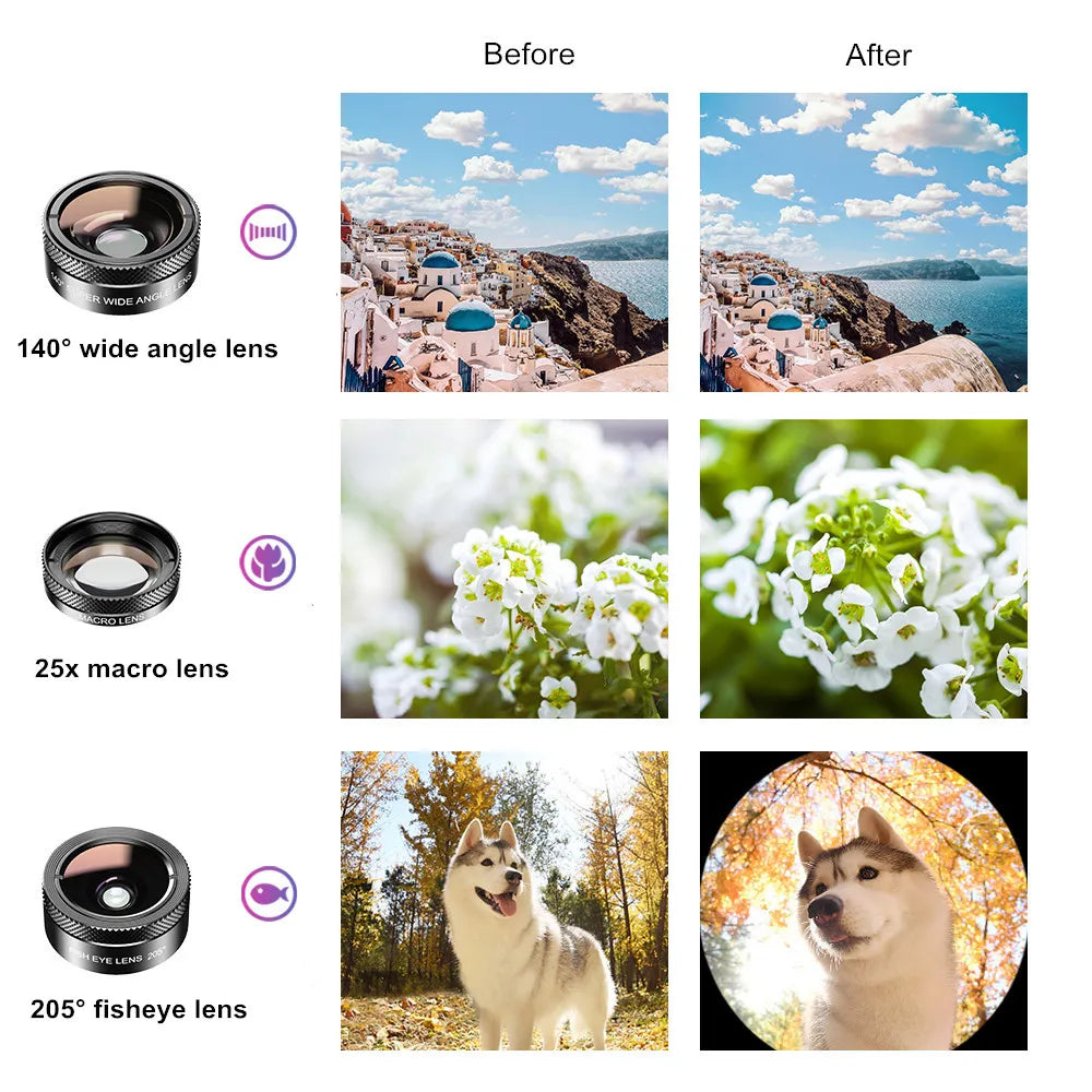 Kit de Lentes para Smartphone APEXEL 11 en 1 con Filtros