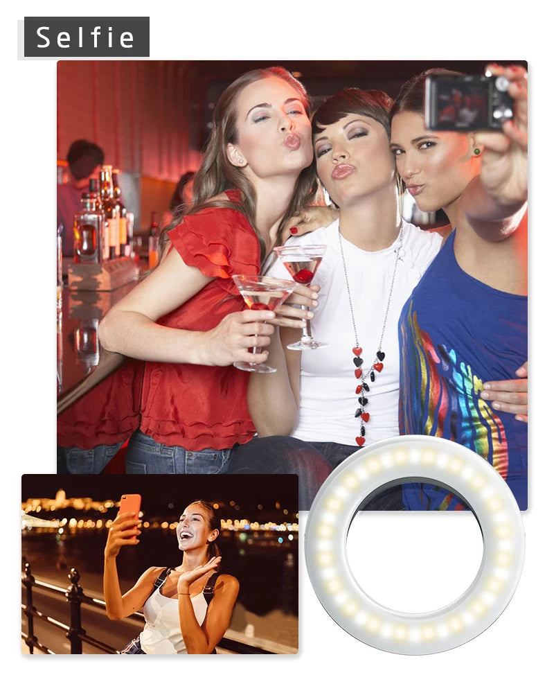Anillo de luz LED para Selfie, lente para teléfono móvil, lámpara LED para Selfie, anillo para iPhone, Samsung, Xiaomi, teléfono, tableta, luz para Selfie