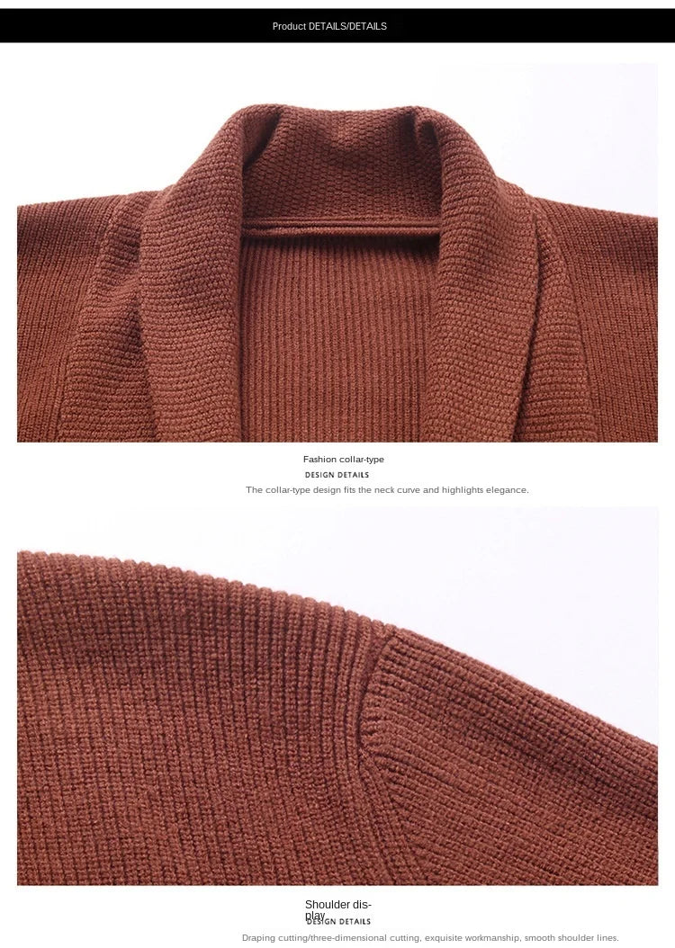 Cárdigan de punto ajustado de lana para hombre, ropa de calle de marca de alta calidad, suéter japonés, abrigos informales, chaqueta, ropa para hombre 2025