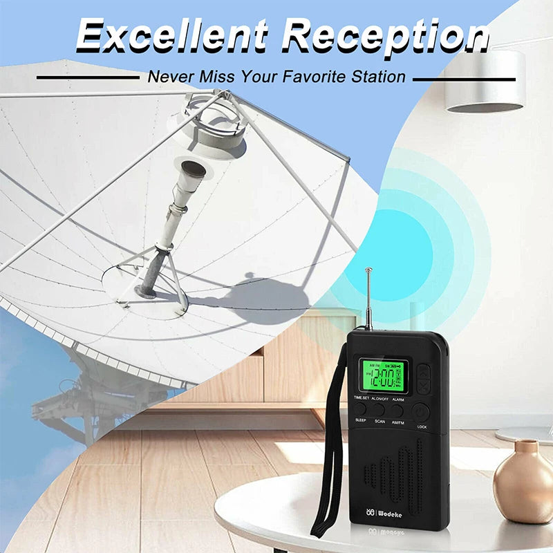 Mini Radio Portátil AM FM de Bolsillo con Altavoz y Despertador