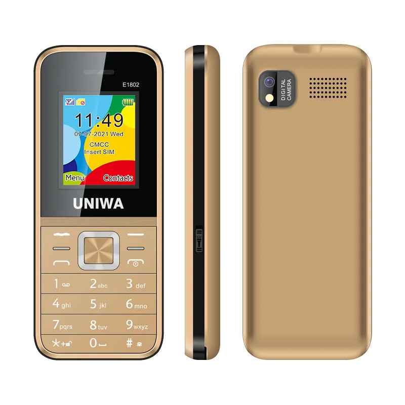 Teléfono Móvil UNIWA E1802 GSM para Personas Mayores, con Botones Grandes, Sonido Fuerte, Radio FM, Doble SIM, Desbloqueado