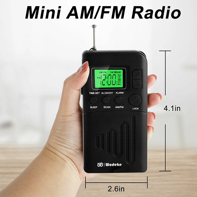 Mini Radio Portátil AM FM de Bolsillo con Altavoz y Despertador