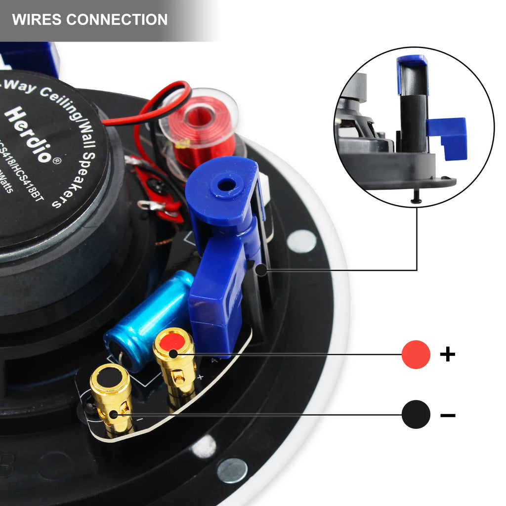 Altavoz de Techo Herdio de 4 Pulgadas, 160W, 2 Vías, Empotrable, Pasivo, con Audio Integrado, Ideal para Baño, Cocina, Oficina, Sala de Estar