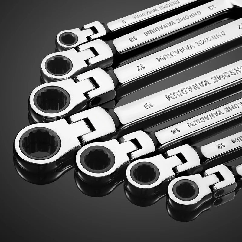 Llave de trinquete de cabeza pivotante Flexible, herramienta manual métrica de garaje para reparación de automóviles y hogares, 1 unidad
