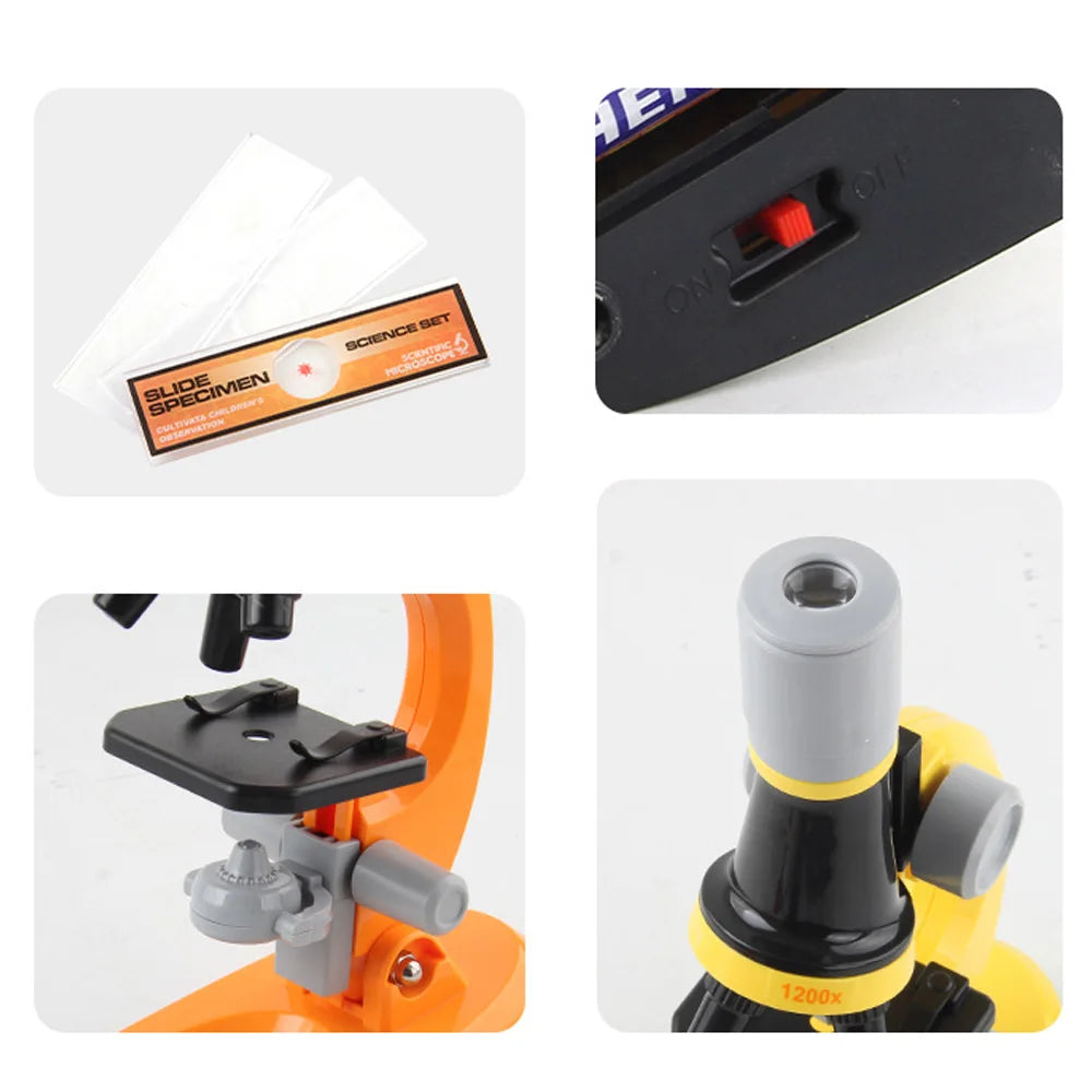 Kit Microscopio Educativo para Niños LED 100X 400X 1200X