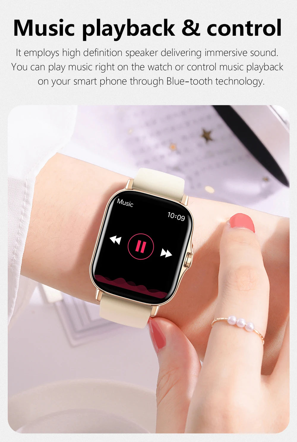 Reloj Inteligente Multifuncional con Bluetooth, Música, Fitness y Monitor de Sueño