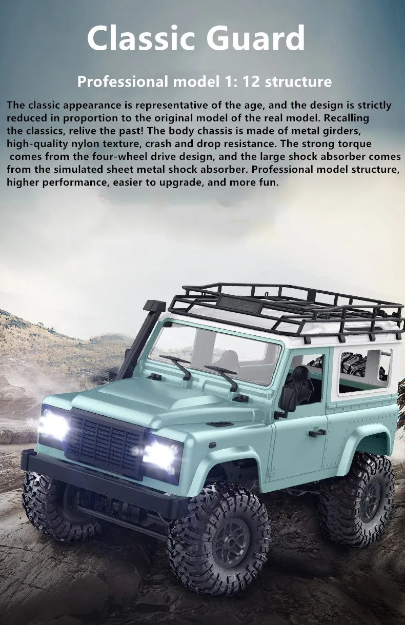 Camioneta RC 4WD Todoterreno con Luces y Control Remoto 2.4G