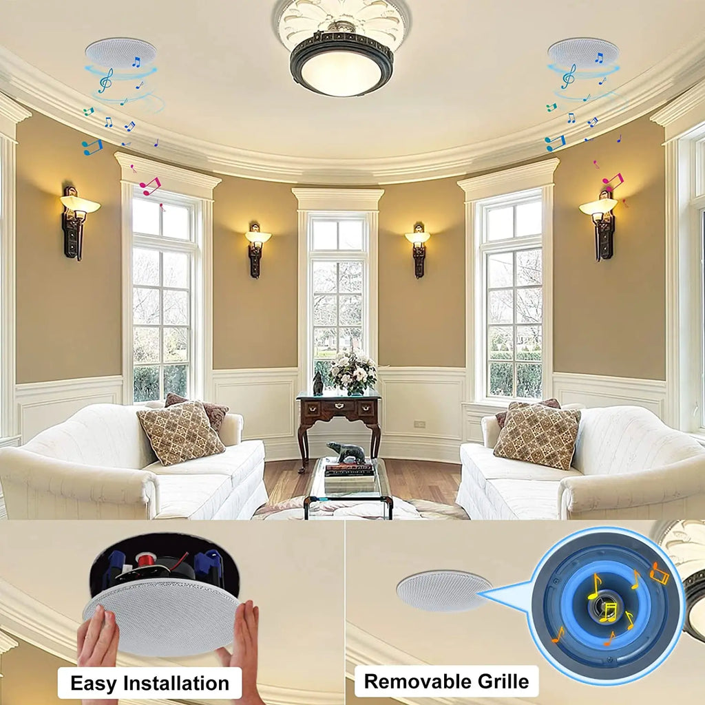 Altavoz de Techo Herdio de 4 Pulgadas, 160W, 2 Vías, Empotrable, Pasivo, con Audio Integrado, Ideal para Baño, Cocina, Oficina, Sala de Estar