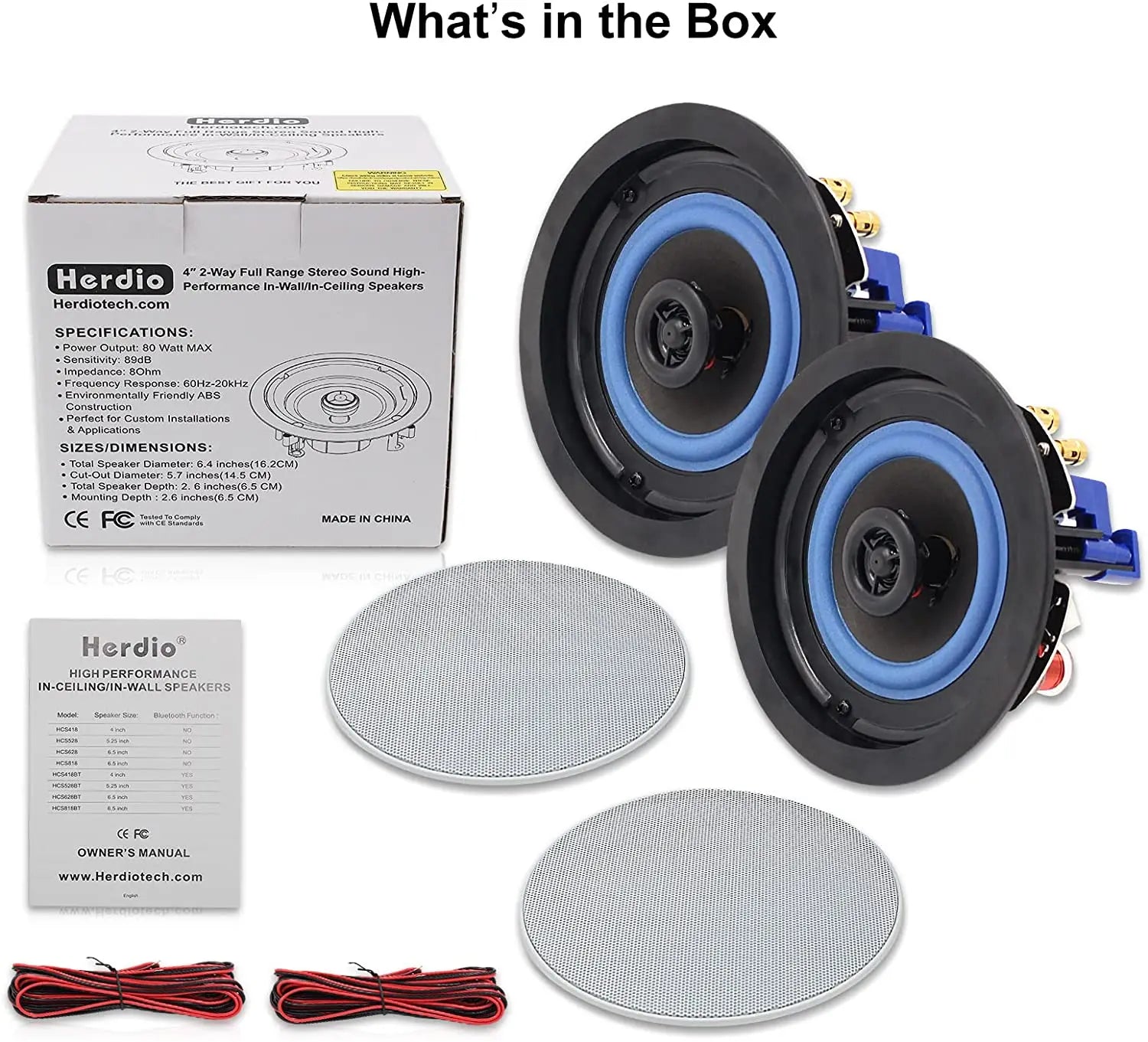 Altavoz de Techo Herdio de 4 Pulgadas, 160W, 2 Vías, Empotrable, Pasivo, con Audio Integrado, Ideal para Baño, Cocina, Oficina, Sala de Estar