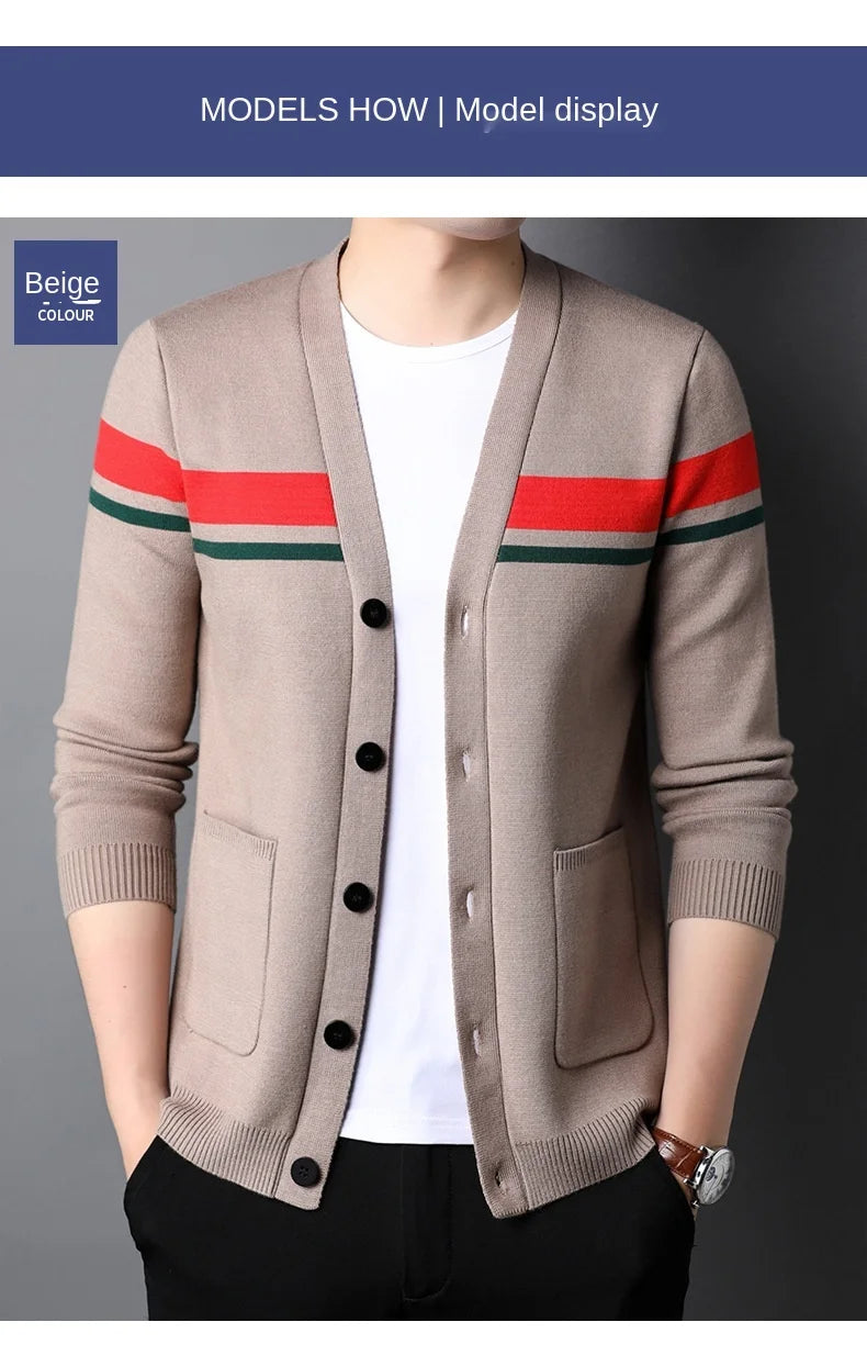 Cárdigan de Punto para Hombre con Cuello en V — Estilo Casual