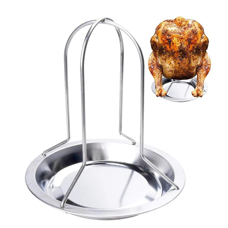 LMETJMA-estante para asar pollo con cuenco, lata de cerveza de acero al carbono, asador de pollo y pavo, parrilla para barbacoa, bandeja de soporte KC0229