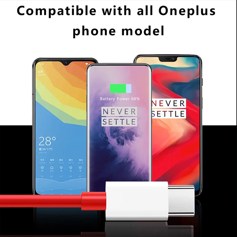 Cable de Carga Rápida 6A USB-C para OnePlus Warp/Dash