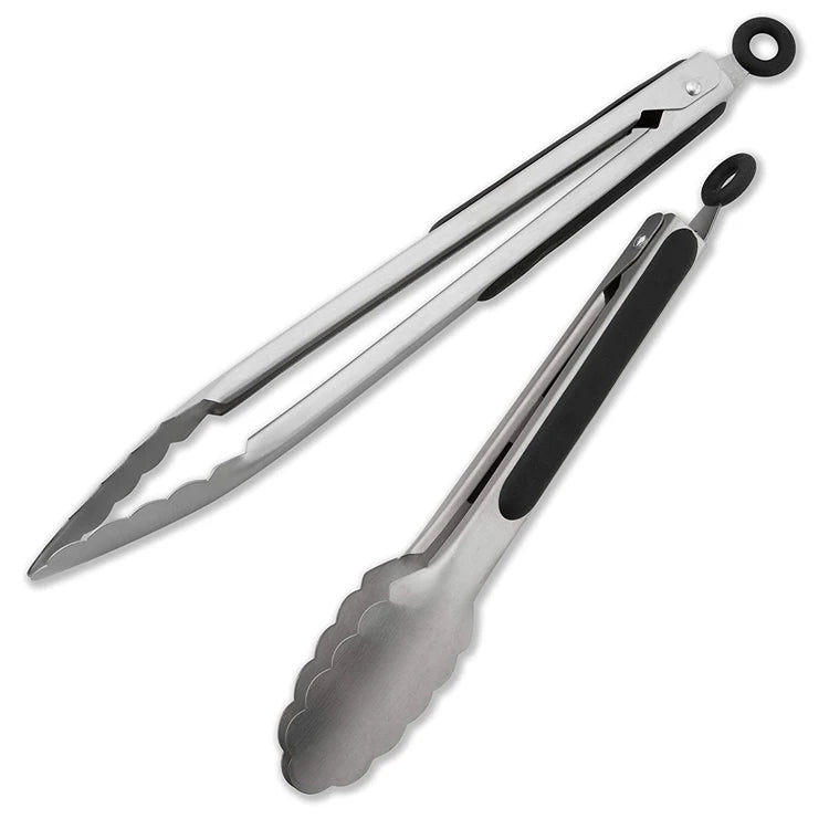 LMETJMA 9 ''12'' 14'' 16 ''pinzas de cocina pinzas de parrilla de acero inoxidable para cocinar barbacoa pinzas antideslizantes para ensalada Clips KC0312