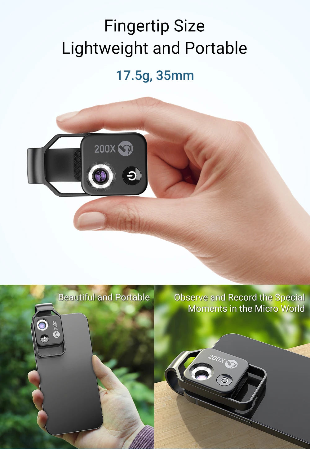 Lente de Microscopio Digital APEXEL 200X con Luz LED