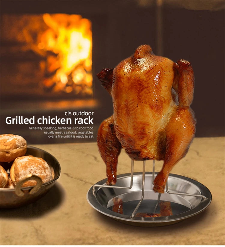 LMETJMA-estante para asar pollo con cuenco, lata de cerveza de acero al carbono, asador de pollo y pavo, parrilla para barbacoa, bandeja de soporte KC0229