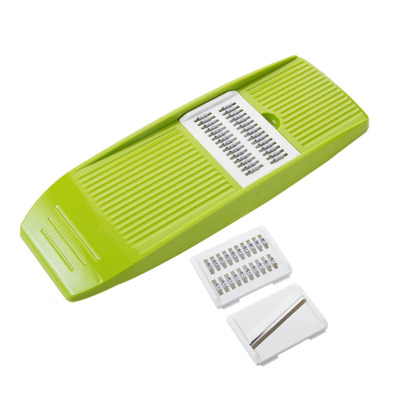 Rebanador de mandolina LMETJMA, rebanador de verduras de acero inoxidable con 3 cuchillas, cortador de juliana para patatas y zanahorias KC0083