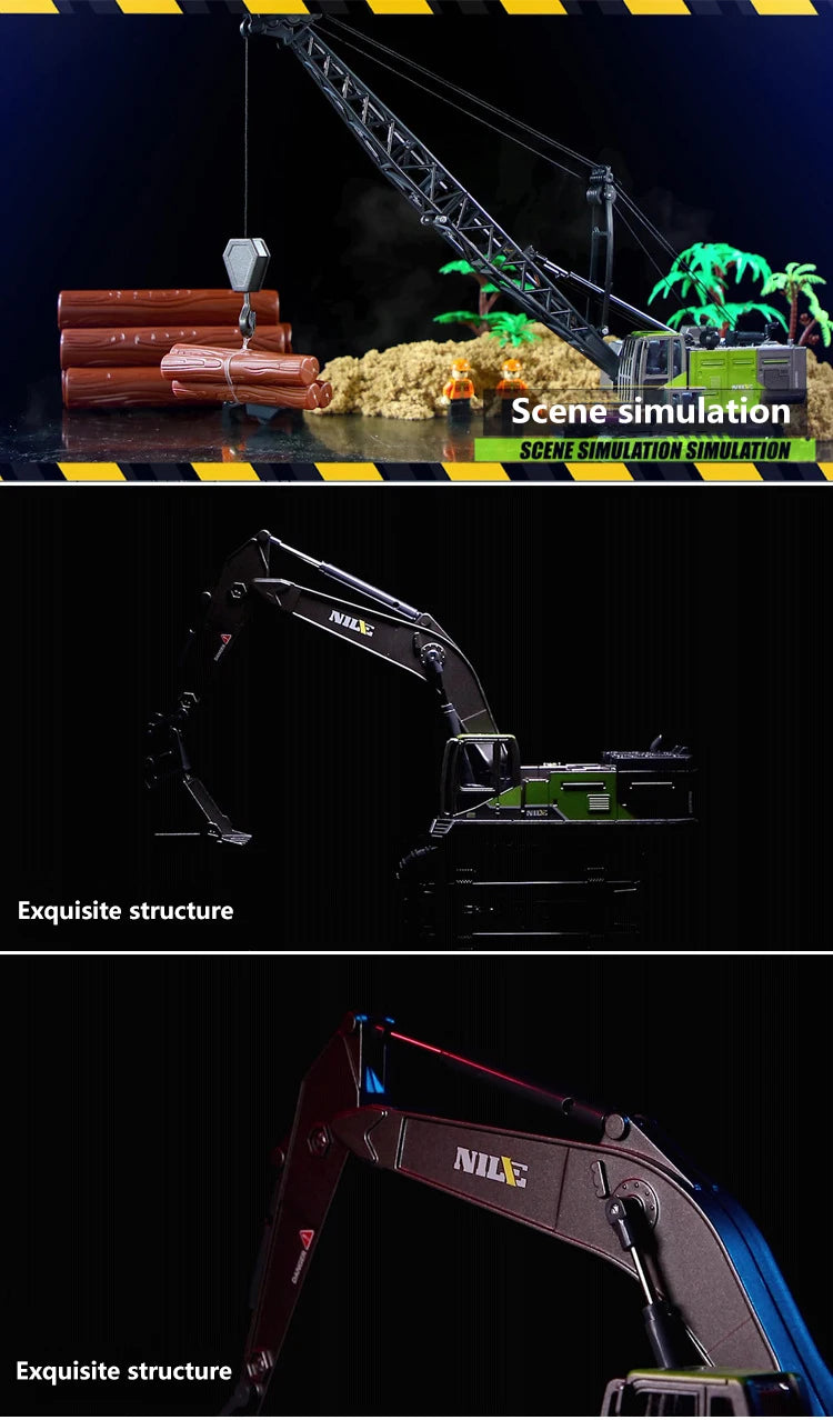 Vehículos de Ingeniería Diecast para Niños, Grúa Excavadora Bulldozer