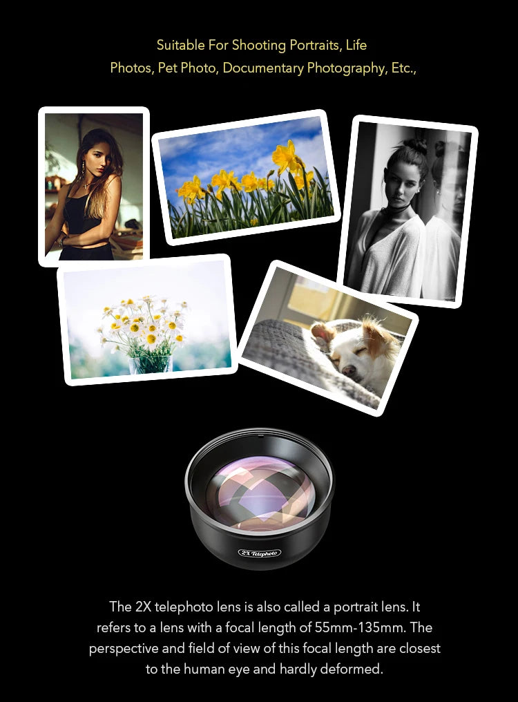 Lente Teleobjetivo APEXEL HD 2X para Celular con Filtro CPL