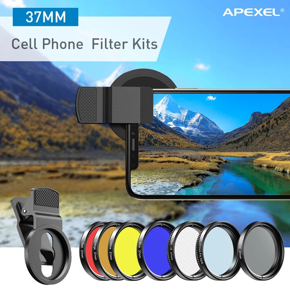 Kit 7 Lentes para Teléfono APEXEL con Filtros UV y CPL
