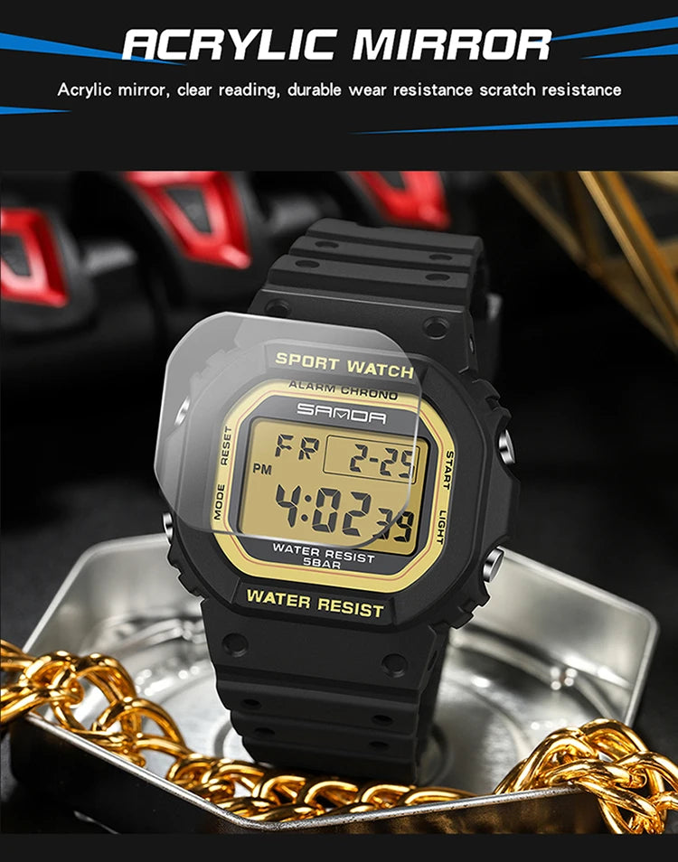 Reloj Digital SANDA 2107 Militar para Hombre, Estilo G Sport LED