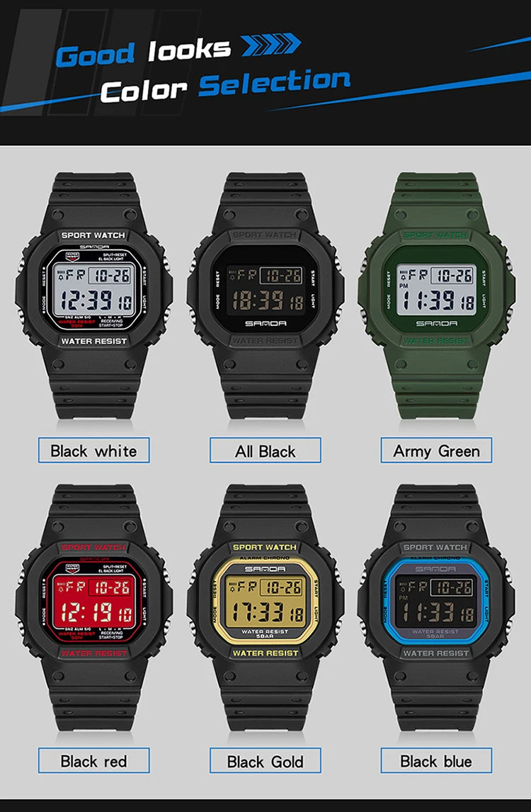 Reloj Digital SANDA 2107 Militar para Hombre, Estilo G Sport LED