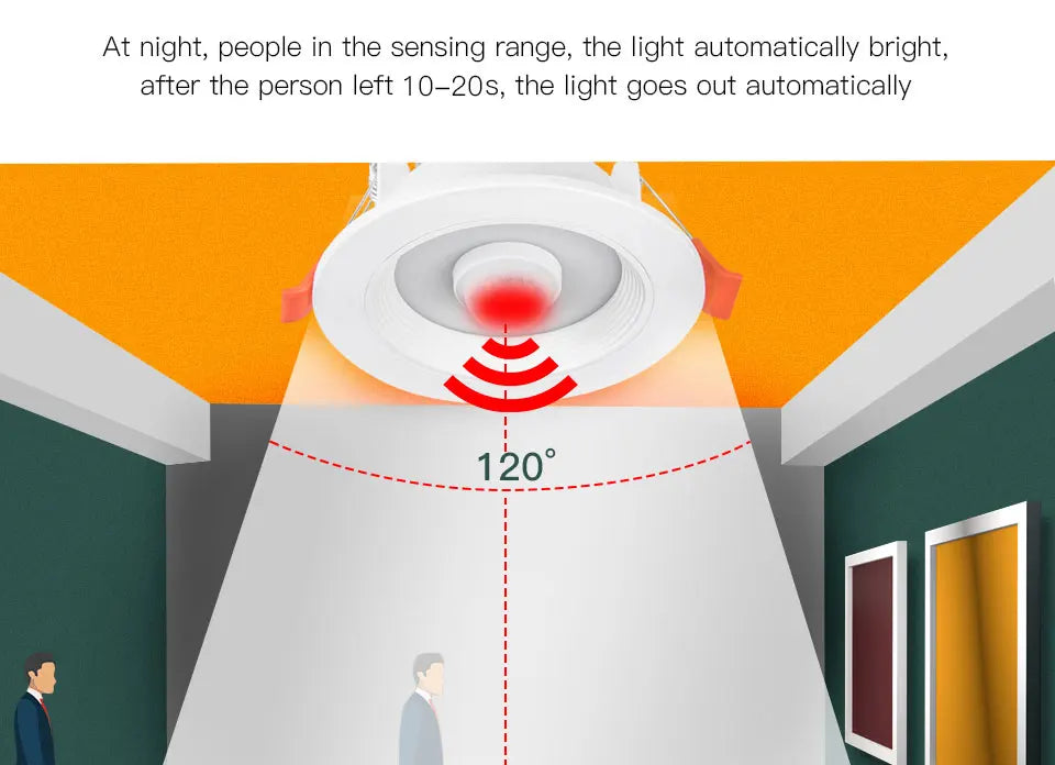 Foco LED Empotrable con Sensor de Movimiento PIR