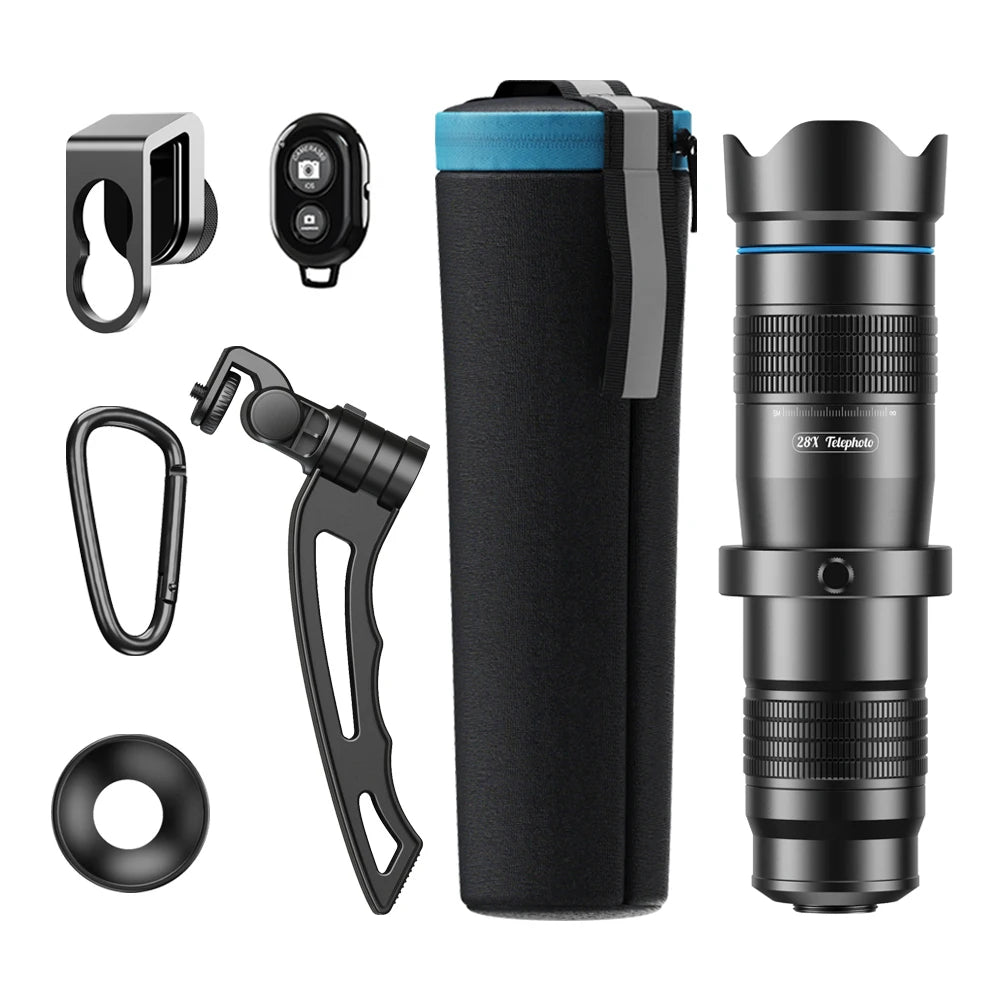 Lente Telescópica APEXEL 28x para Smartphone con Trípode