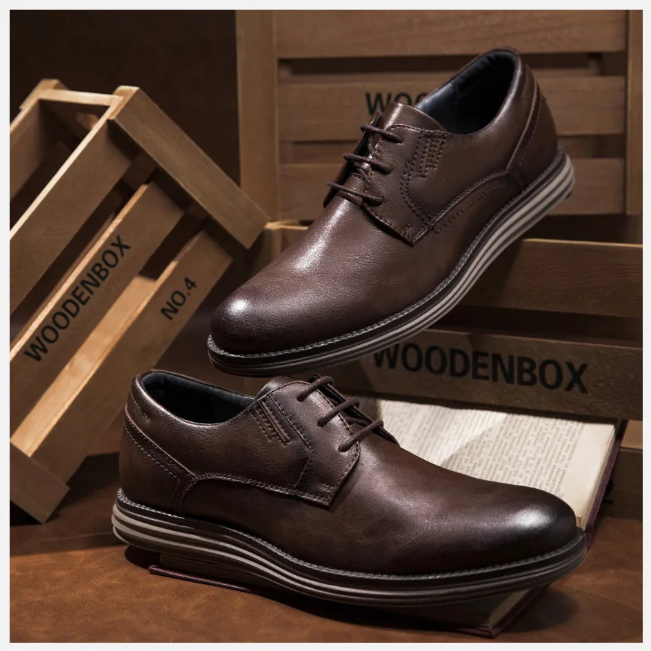 BHKH zapatillas de deporte masculinas Otoño/Invierno traf zapatos casuales de cuero para hombres trabajo de negocios Oficina zapatos de vestir con cordones para hombres talla 47