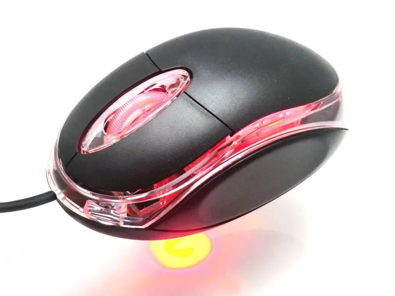 Mini ratón óptico con cable USB LED ratón de diseño ergonómico para PC/portátil/portátil