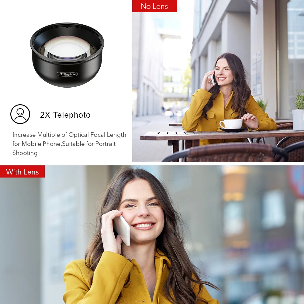 Lente Teleobjetivo APEXEL HD 2X para Celular con Filtro CPL