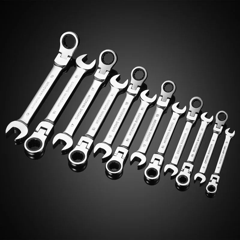 Llave de trinquete de cabeza pivotante Flexible, herramienta manual métrica de garaje para reparación de automóviles y hogares, 1 unidad