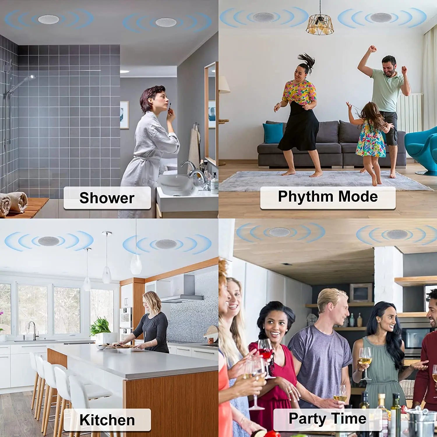 Altavoz de Techo Herdio de 4 Pulgadas, 160W, 2 Vías, Empotrable, Pasivo, con Audio Integrado, Ideal para Baño, Cocina, Oficina, Sala de Estar