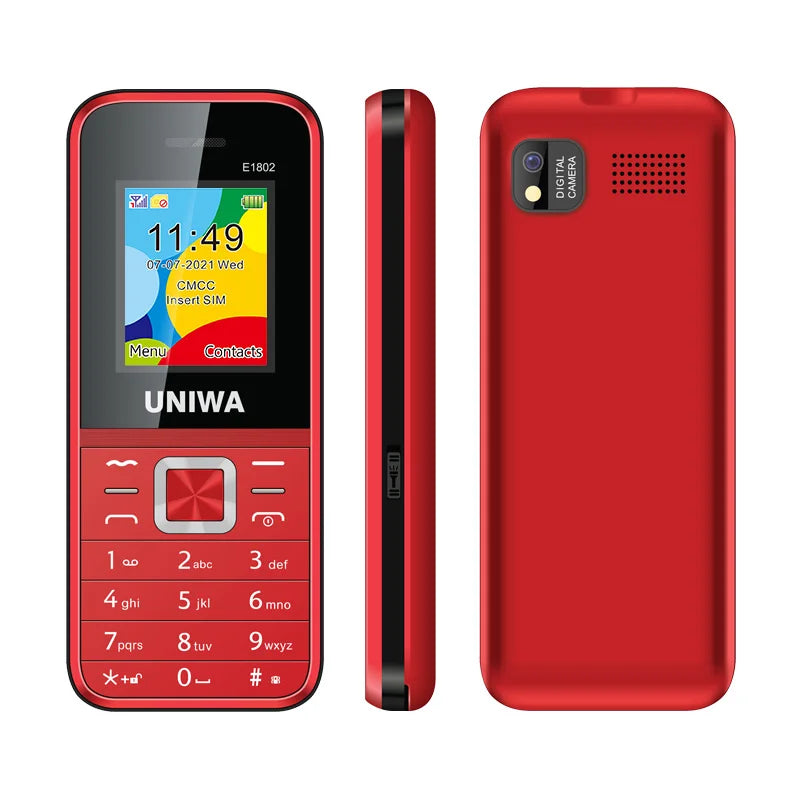 Teléfono Móvil UNIWA E1802 GSM para Personas Mayores, con Botones Grandes, Sonido Fuerte, Radio FM, Doble SIM, Desbloqueado