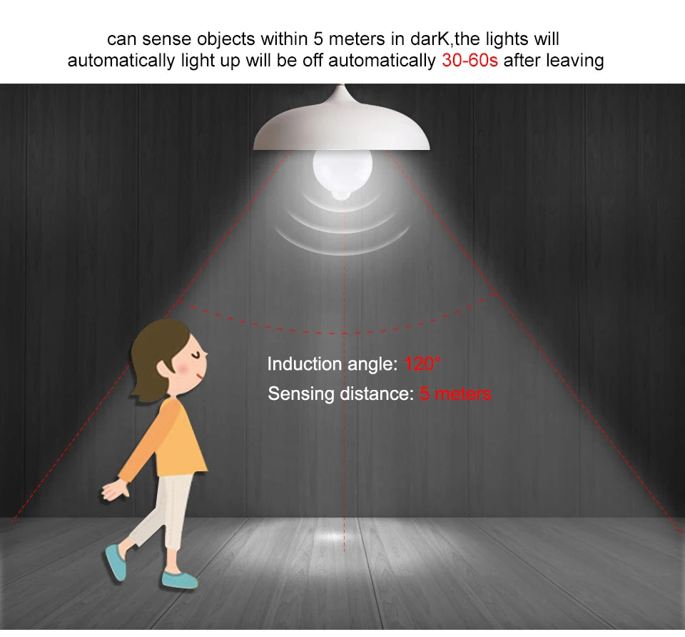 Bombilla LED con Sensor de Movimiento PIR para el Hogar