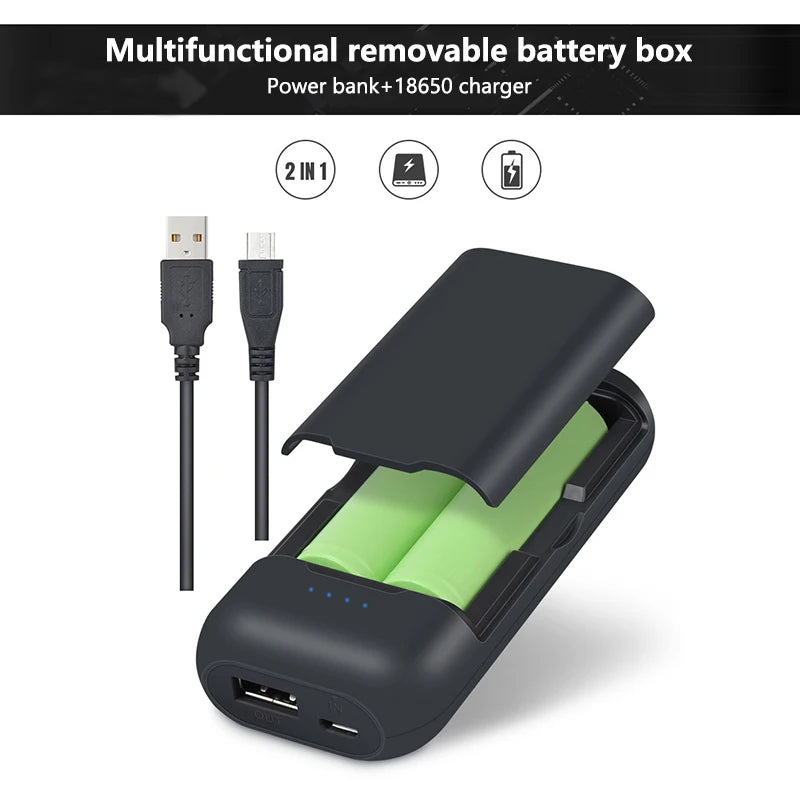 Carcasa power bank 2x18650 USB carga rápida 5V 2A sin soldadura